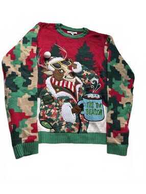 Festive Celebrate Together Reindeer Ugly Christmas Sweater Men’s size XL Humor